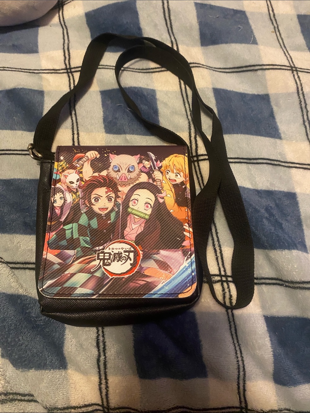 Demon Slayer: Kimetsu no Yaiba Black Adjustable Crossbody Bag Tanjiro Nezuko